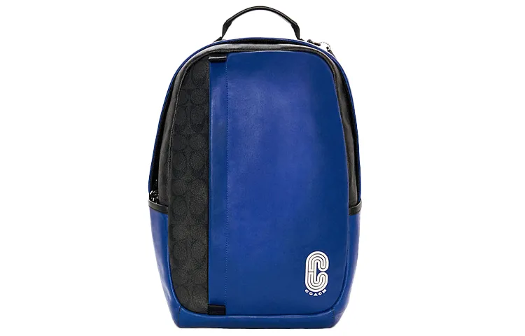 COACH Edge Coated Canvas With Calfskin Backpack Men's Black & Blue
