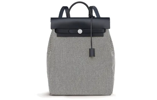 HERMES Herbag Zip Canvas Shoulder Bag, Crossbody Bag, Handbag Unisex Gray