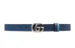 GUCCI GG Marmont Leather Belts Unisex Blue Width 3cm