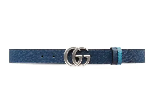 GUCCI GG Marmont Leather Belts Unisex Blue Width 3cm
