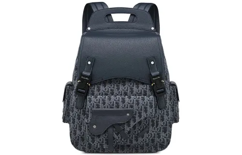 DIOR Saddle Calfskin Backpack Unisex Dark Blue