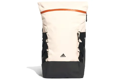 Adidas Zip Closure Polyester Backpack Unisex Ecru