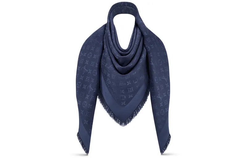 LOUIS VUITTON Monogram Scarves Women's Midnight Blue