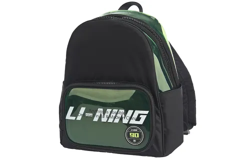 Li Ning Sports Fashion Collection Polyamide Backpack Regular Unisex Black Green