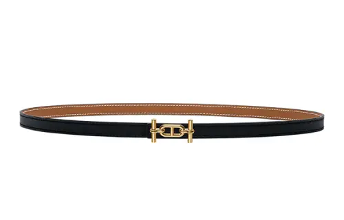 HERMES Ancre Calfskin Leather Belts Women's Width 1.3cm