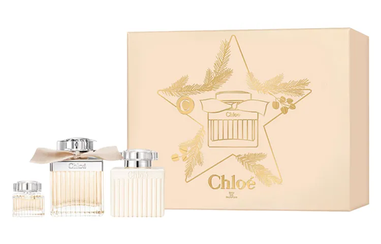 Chloe, gift box, set, perfume, body cream, 3 pieces, 75 ml, 5 ml, 100 ml