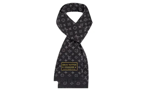 LOUIS VUITTON Knit Scarf Unisex Dark Gray