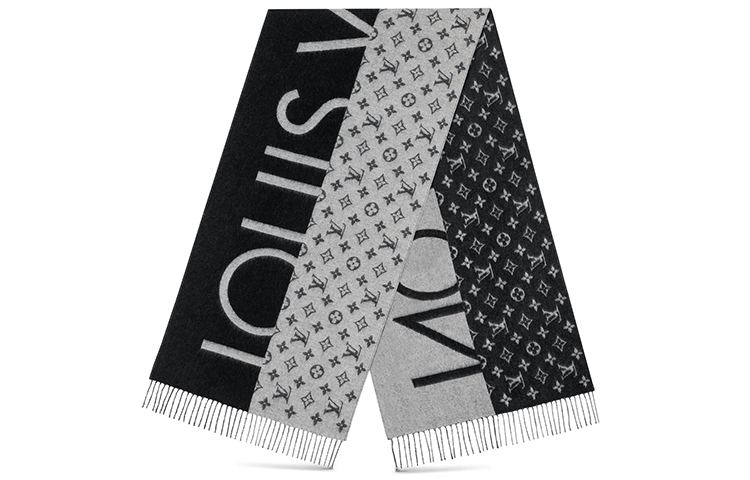 Шарф Louis Vuitton MONOGRAM SPLIT (черно-серый) — фото 4
