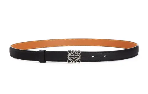 LOEWE Anagram Cow Leather Belts Women's Black Width 2cm