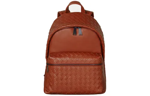 Bottega Veneta Cow Leather Backpack Unisex Brick Red