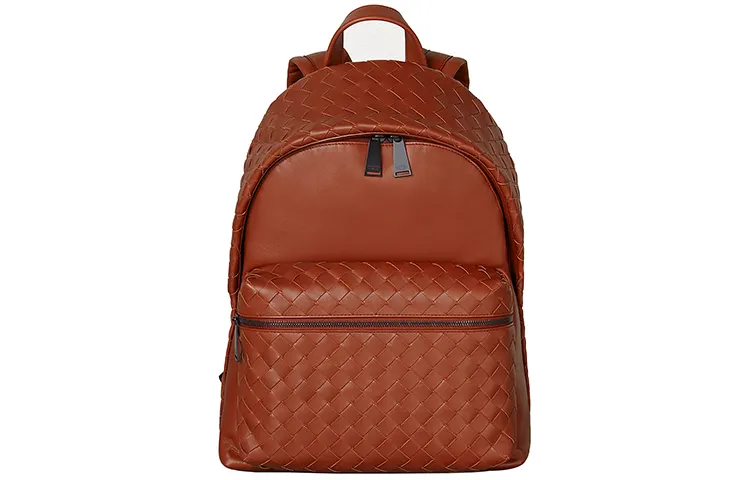 Bottega Veneta Cow Leather Backpack Unisex Brick Red