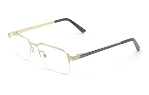 Cartier Men's Dushan Series Brushed precious finish frame contrasts with smooth precious finish screws Titanium business half-frame myopia frame optical glasses