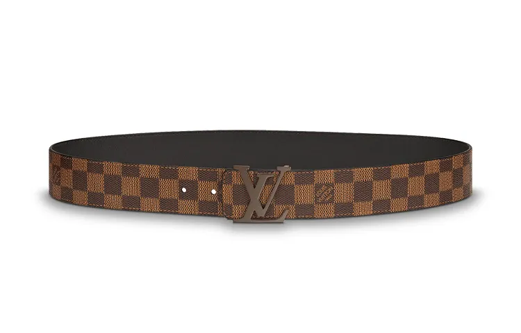 LOUIS VUITTON Canvas Leather Belts Men's Coffee 4cm