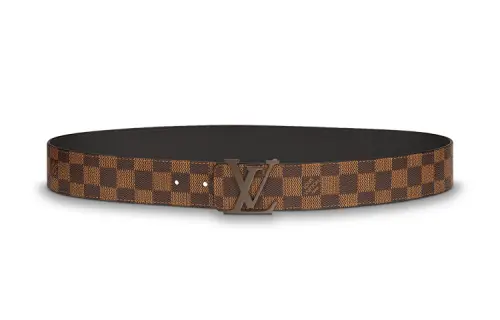 LOUIS VUITTON Canvas Leather Belts Men's Coffee 4cm