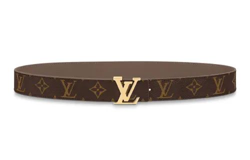LOUIS VUITTON Initiales Canvas, Cow Leather Belts Women's Umber/Brown Width 3cm