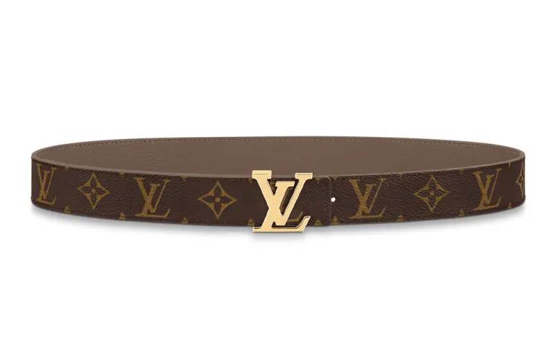 LOUIS VUITTON Initiales Canvas, Cow Leather Belts Women's Umber/Brown Width 3cm