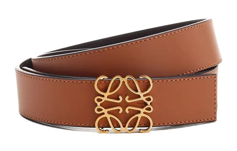 LOEWE Cow Leather Belts Men's Brown/Black Width 3.5cm