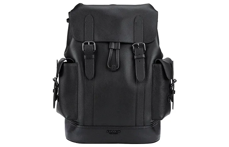 COACH Hudson Pebble Texture Cow Leather Mountaineering Bag Backpack Medium Men's Black