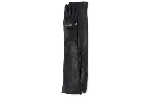 PRADA Triangle Logo Zipped Pouch Long Gloves