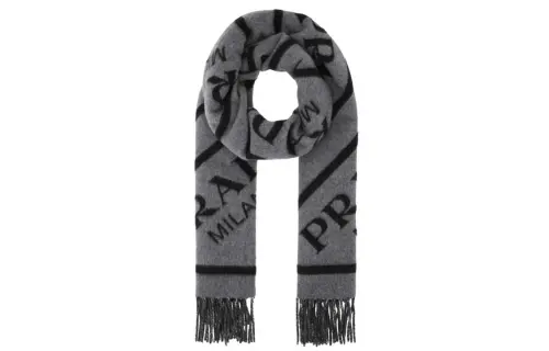 PRADA Knit Scarves Unisex Gray