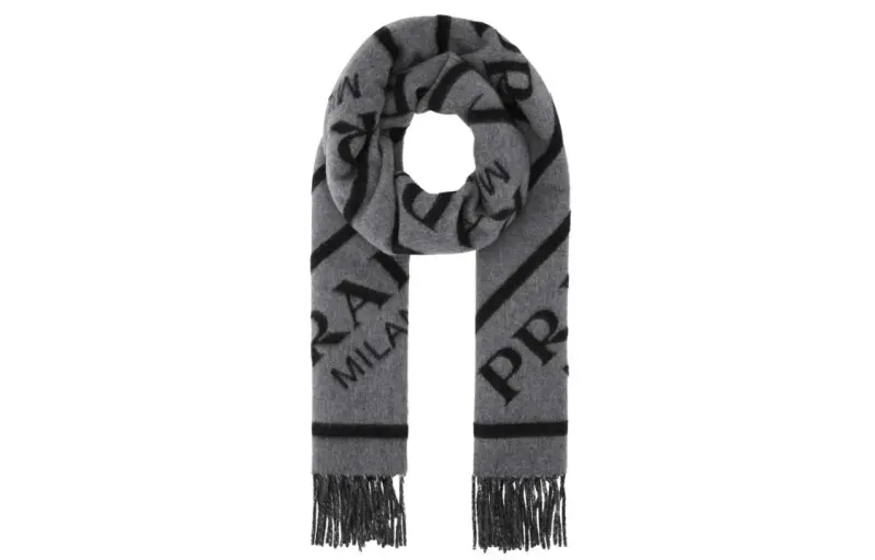 PRADA Knit Scarves Unisex Gray