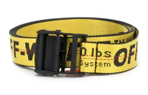 OFF WHITE Logo Print Polyurethane Leather Belts Unisex