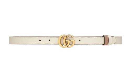 GUCCI GG Marmont Cow Leather Belts Women's White/Nude Width 2cm