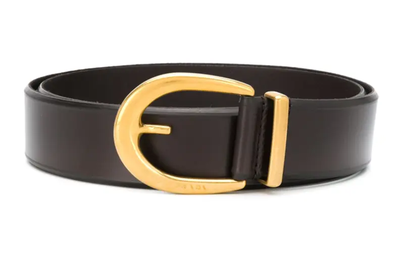 PRADA Logo Engraved Buckle Belt