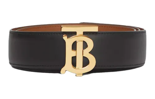 Burberry Leather Belts Women's Black/Malt Brown Width 3.5cm