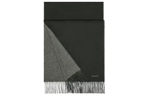 HERMES Double sided Cashmere Knit Scarves Unisex Gray Black