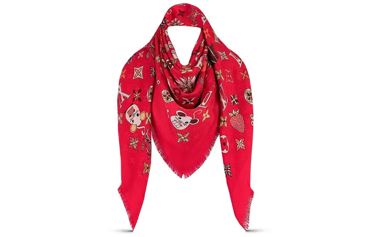 LOUIS VUITTON Scarves Unisex Red