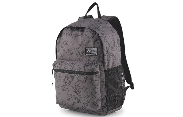PUMA Print Polyester Backpack Regular Unisex Gray/Multicolor Black