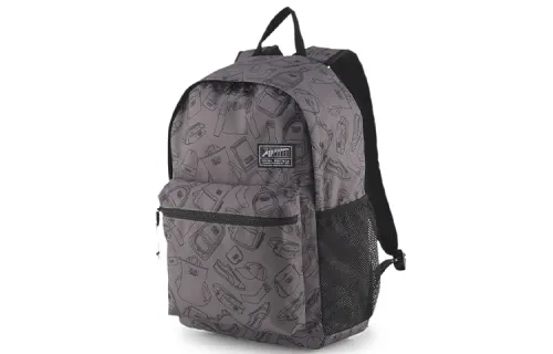 PUMA Print Polyester Backpack Regular Unisex Gray/Multicolor Black