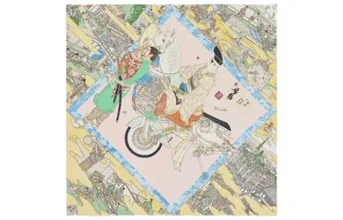 HERMES 90cm Mulberry Silk Scarf Modern Artisan Yellow
