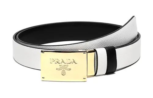 PRADA Leather Belts Women's White Black