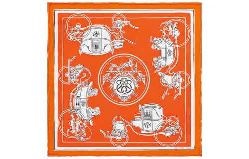 HERMES Ex Libris Scarves Women's Orange