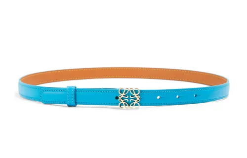 LOEWE Anagram Refined Calfskin Leather Belts Women's Blue 2cm
