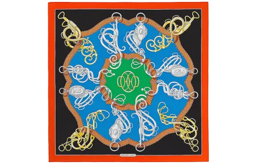 HERMES Lift Profile Silk Scarf Red Black