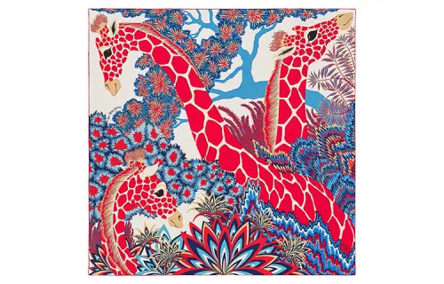 HERMES Fashionable universal silk red scarf, print, women's style
