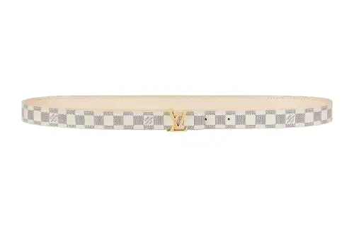 LOUIS VUITTON ICONIC Metal Canvas Cow Leather Belts Women's Beige Blue/Milk White Width 2cm