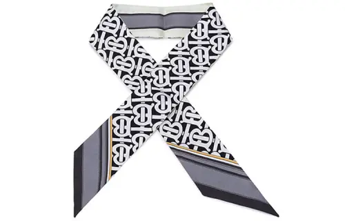 Burberry Mulberry Silk Scarves Women's Black White