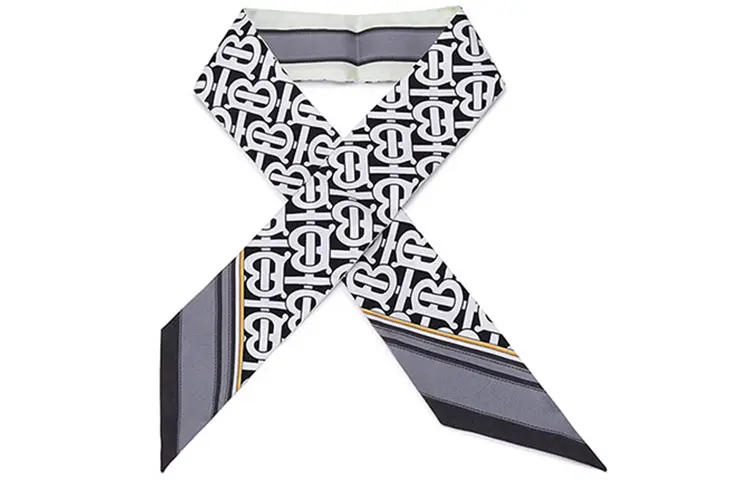 Burberry Mulberry Silk Scarves Women's Black White