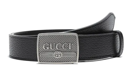 GUCCI Leather Belts Men's Black Width 3cm