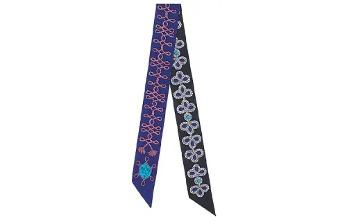 HERMES Small Silk Scarves Women's Blue Black