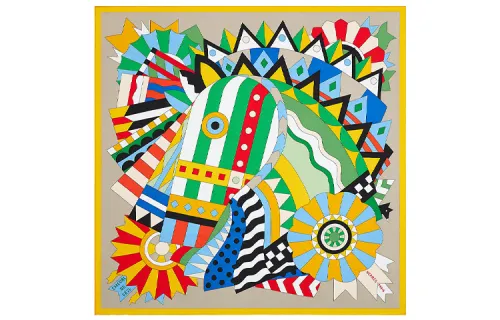 HERMES Celebration Galloping Horse Scarves Women's Multicolor