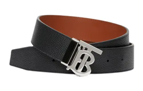 Burberry Leather Calfskin Leather Belts Men's Black/Tan Width 3.5cm