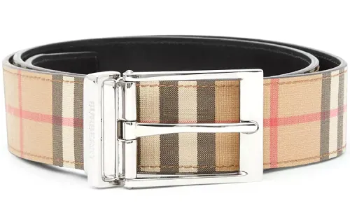 Burberry Canvas Leather Belts Men's Beige Width 3.5cm