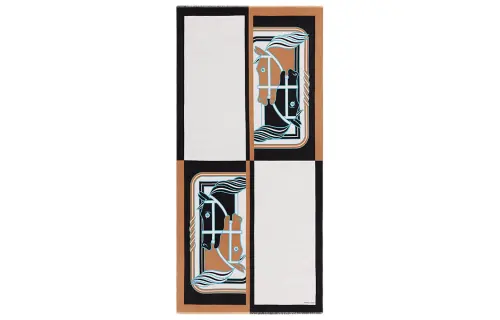 HERMES Knit Scarves Unisex Gray Black