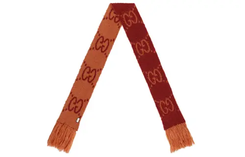 GUCCI Knit Scarves Unisex Orange/Red