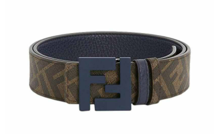Мужской ремень Fendi FF / 3.5cm (коричнево-синий)
